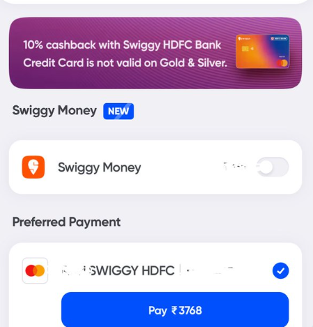 HDFC bank Swiggy Credit Card