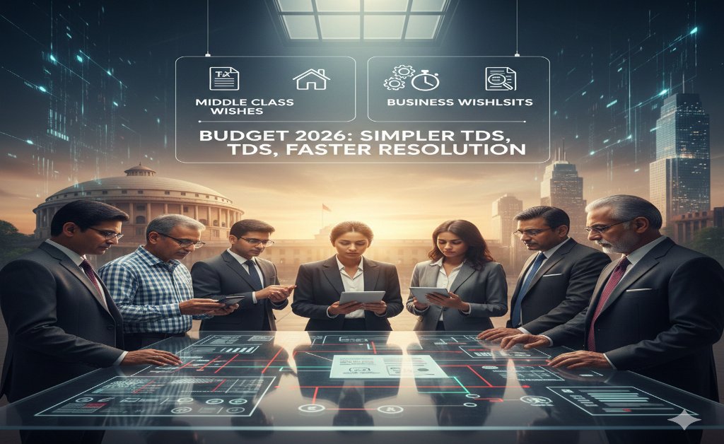 The main concern of the middle class and corporate India has changed from substantial rate cuts to “cutting friction” as the government gets ready for the Union Budget 2026. CII, FICCI, and ASSOCHAM, the primary industry organisations, have presented a common wishlist that revolves around the TDS regimen and unfreezing the enormous chunk of capital that is now caught up in legal disputes. Simplifying the TDS structure for increased business activity Among the various demands, the most prominent one is the simplification of the complex TDS structure. Businesses have to deal with a compliance rate of more than 35, and quite often, they make errors due to the high complexity involved. Experts from the industry have suggested that these be merged and treated as only 2 or 3 broad slabs (e.g. 0.1%, 2%, and 10%). Moreover, there is a substantial request to exempt TDS on the transactions between GST-registered persons, stating that there already exist digital transaction trails under the GST system, so why tax collection, which is already a drain on the working capital, is made unnecessary. Accelerating Dispute Resolution and Appeal Clearances One more critical issue to address is the "silent crisis" of tax litigation that ranks high among the priorities. Presently, more than 5.4 lakh appeals are waiting for a decision by the Commissioner of Income Tax (Appeals), and the amount at stake is a whopping ₹18 trillion. To prevent such a situation from arising again, stakeholders are seeking the introduction of Statutory Timelines for case disposal. Among the different suggestions put forth, the resolution of disputes involving values (above ₹100 crore) is to be done within one year, and a "dual-track" system for separating simple procedural issues from complex legal interpretations is to be introduced. This would lead to middle-class people and smaller enterprises experiencing a quicker influx of refunds and a great deal of uncertainty being lifted off them. Middle Class Expectations for Enhanced Disposable Income The middle class is the chief beneficiary of the standardisation of Deductions while businesses concentrate on procedural reforms. The projections for the new Income Tax Act 2025, which is presumed to be the basis for this budget, are a rise in the rebate threshold under Section 87Aperhaps as high as ₹12 lakhand a more understandable capital gains tax regime. Additionally, taxpayers are looking for a "Statutory Taxpayer Rights Charter" that would legally assure time-bound services and accountability for administrative delays, thus making sure that the move to a digital-first tax era does not deprive taxpayers of their rightful procedural fairness.